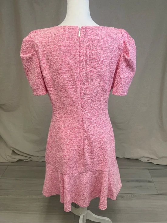 Karl Lagerfield Paris Tweed Puff-Sleeve Flounce Hem Dress Sz 10 Barbiecore - Picture 6 of 10